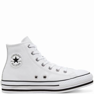 Gyerek Converse Leather Chuck Taylor All Star Platform Magasszárú Cipő CO0286743 Fehér/Fekete